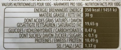 Intense - Nutrition facts - fr