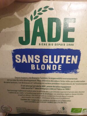 Bière Blonde Jade Sans Gluten - Ingrédients