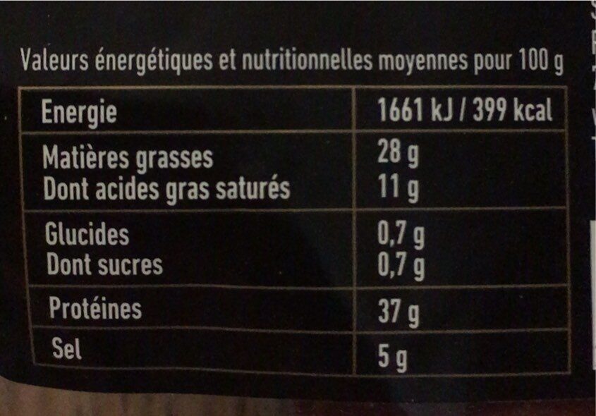 Chorizo pur porc - Nutrition facts - fr