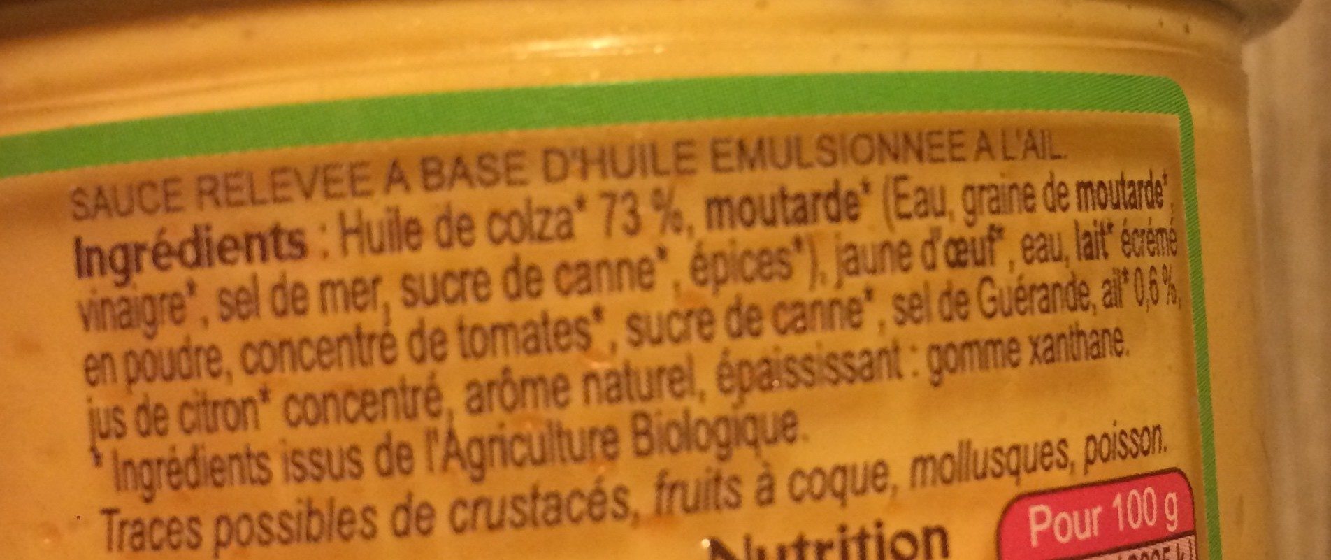 Rouille bio - Ingredients - fr