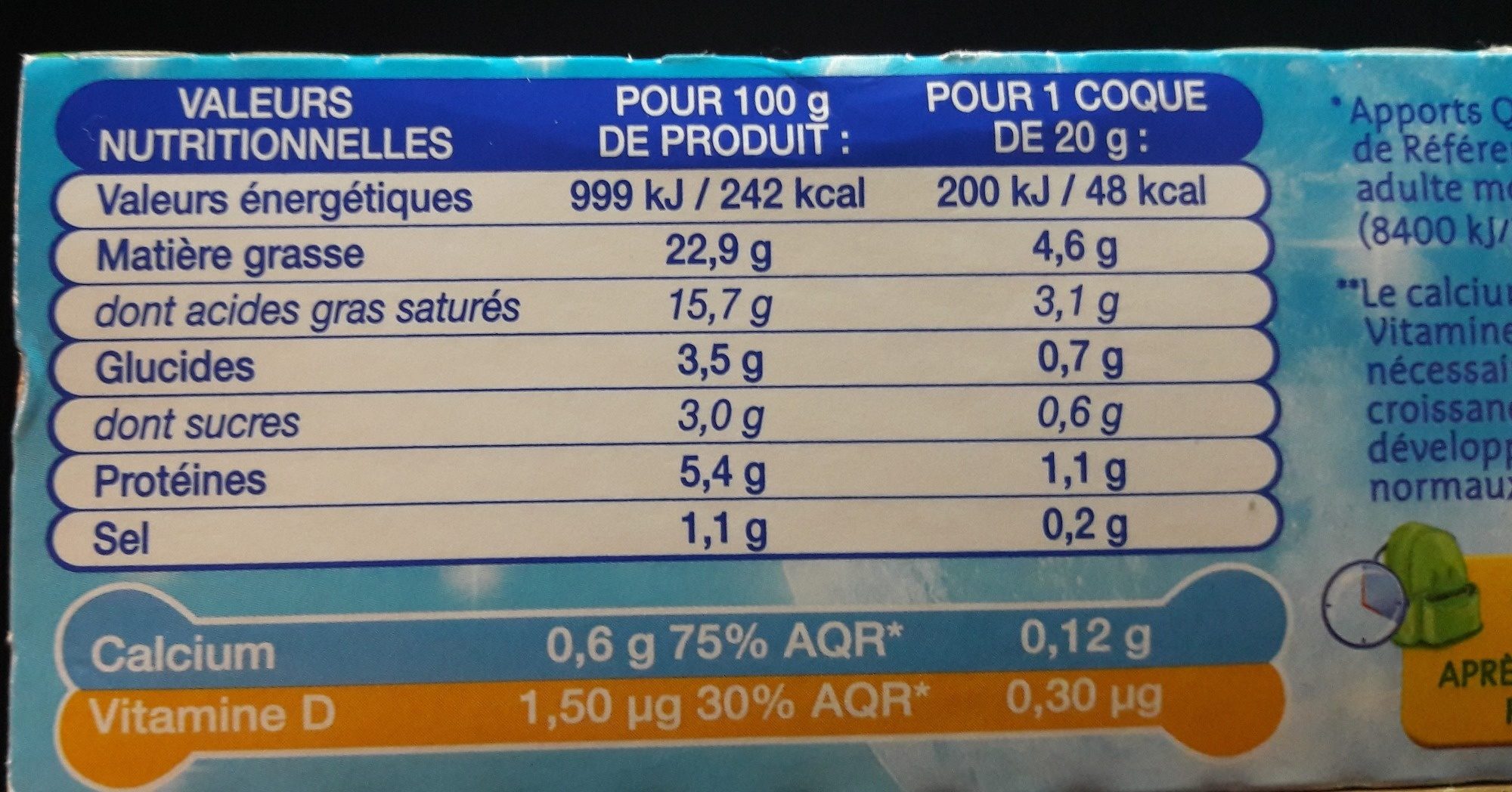 P'tit Louis - حقائق غذائية - fr