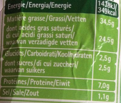 Fromage à tartiner, à l'ail et fines herbes - Nutrition facts - fr