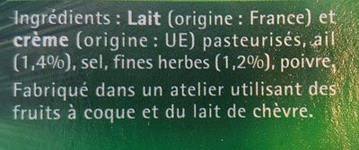 Tartare Ail & Fines Herbes - format familial - Ingrédients