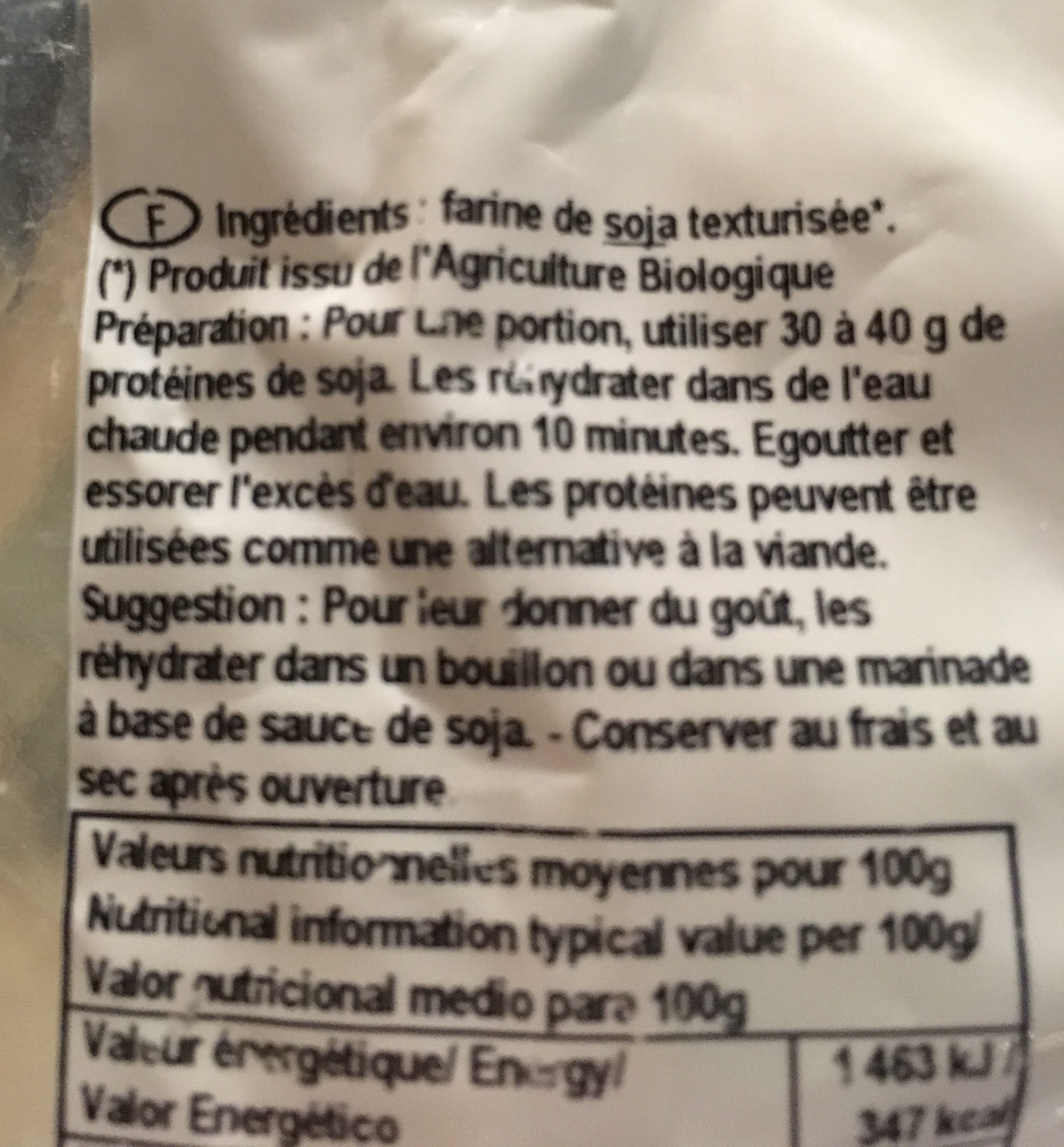 Epicerie / Spécialités Végétaliennes / Soja - Ingredients - fr