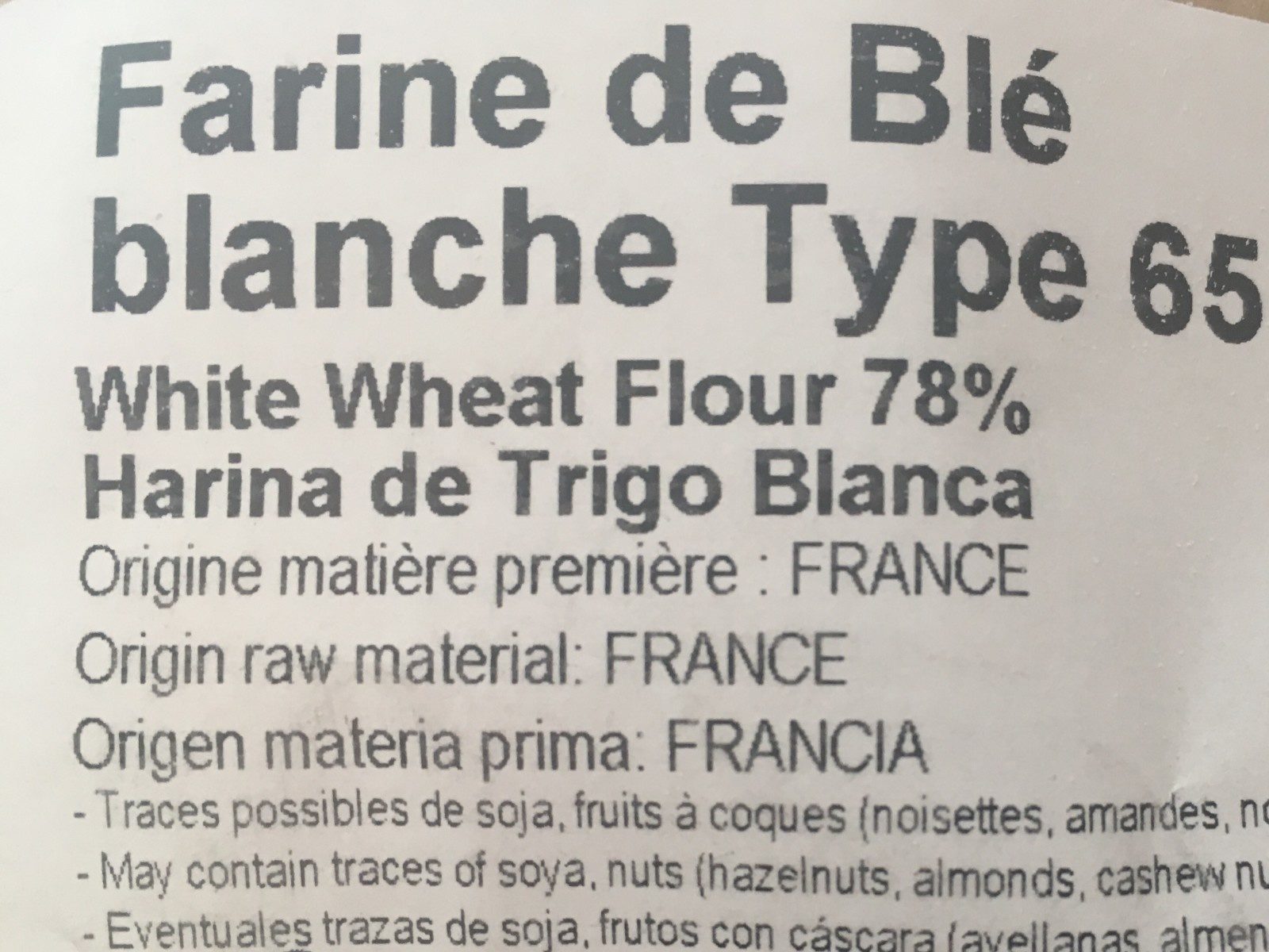 Farines de blé Blanche Type 65 - Ingredients - fr