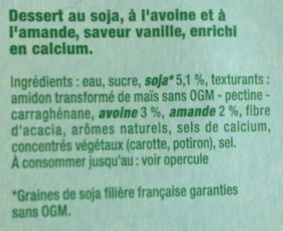 Sojasun saveur vanille amande-avoine - Ingredientes - fr