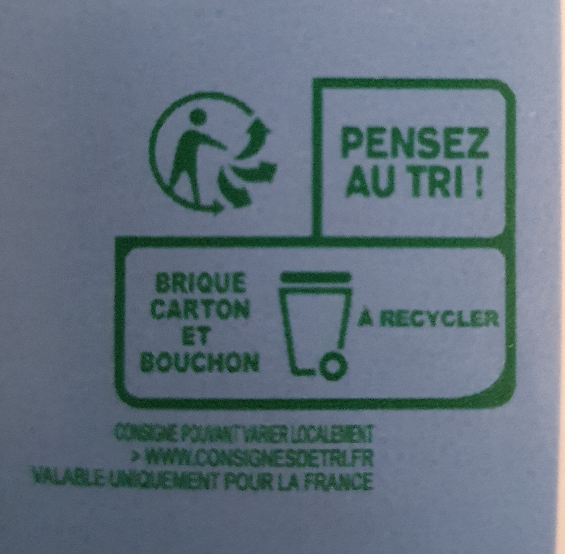 Boisson de soja Calcium  Vitamine D - Recycling instructions and/or packaging information - fr