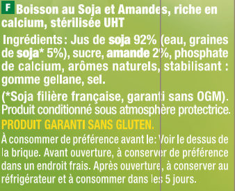 Boisson gourmande soja & amande - Ingredienti - fr