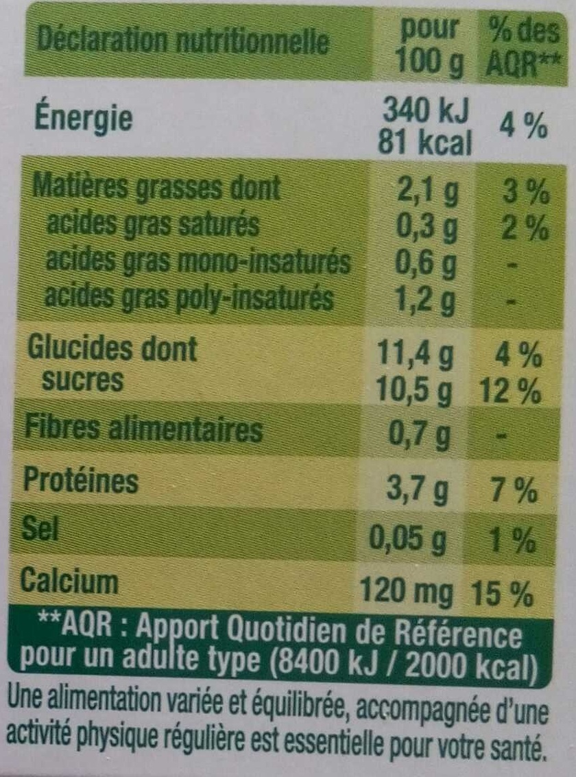 Dessert végétal aux morceaux de fruits, Framboise Litchi (4 Pots) - Nutrition facts - fr