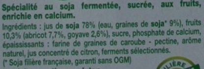 Fruits mixés (Abricot Goyave) - Ingrédients