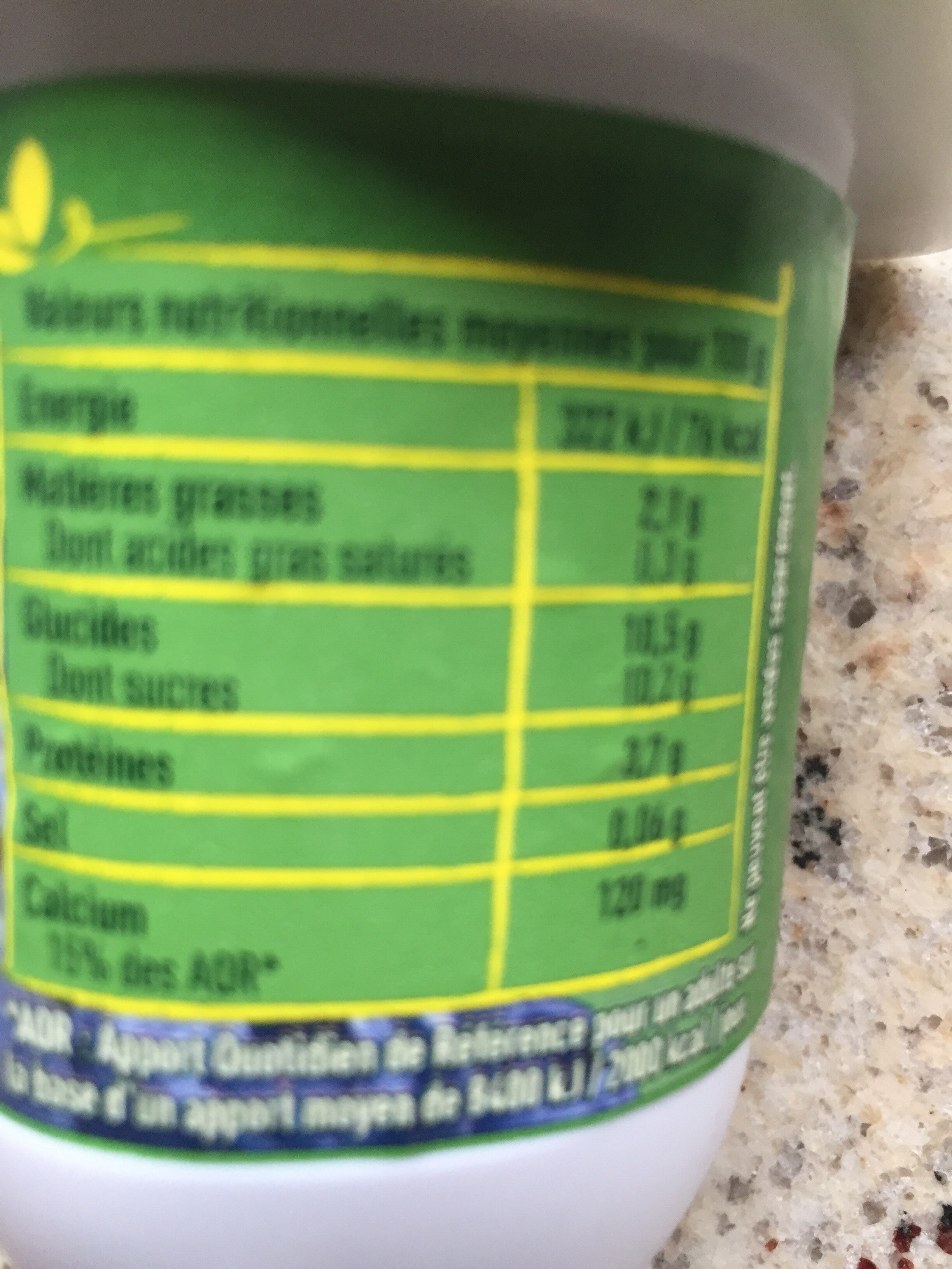 Soja myrtille 4×100 g - Tableau nutritionnel