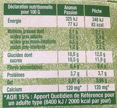 Panaché de fruits - Ananas Passion/Pêche - Nutrition facts - fr