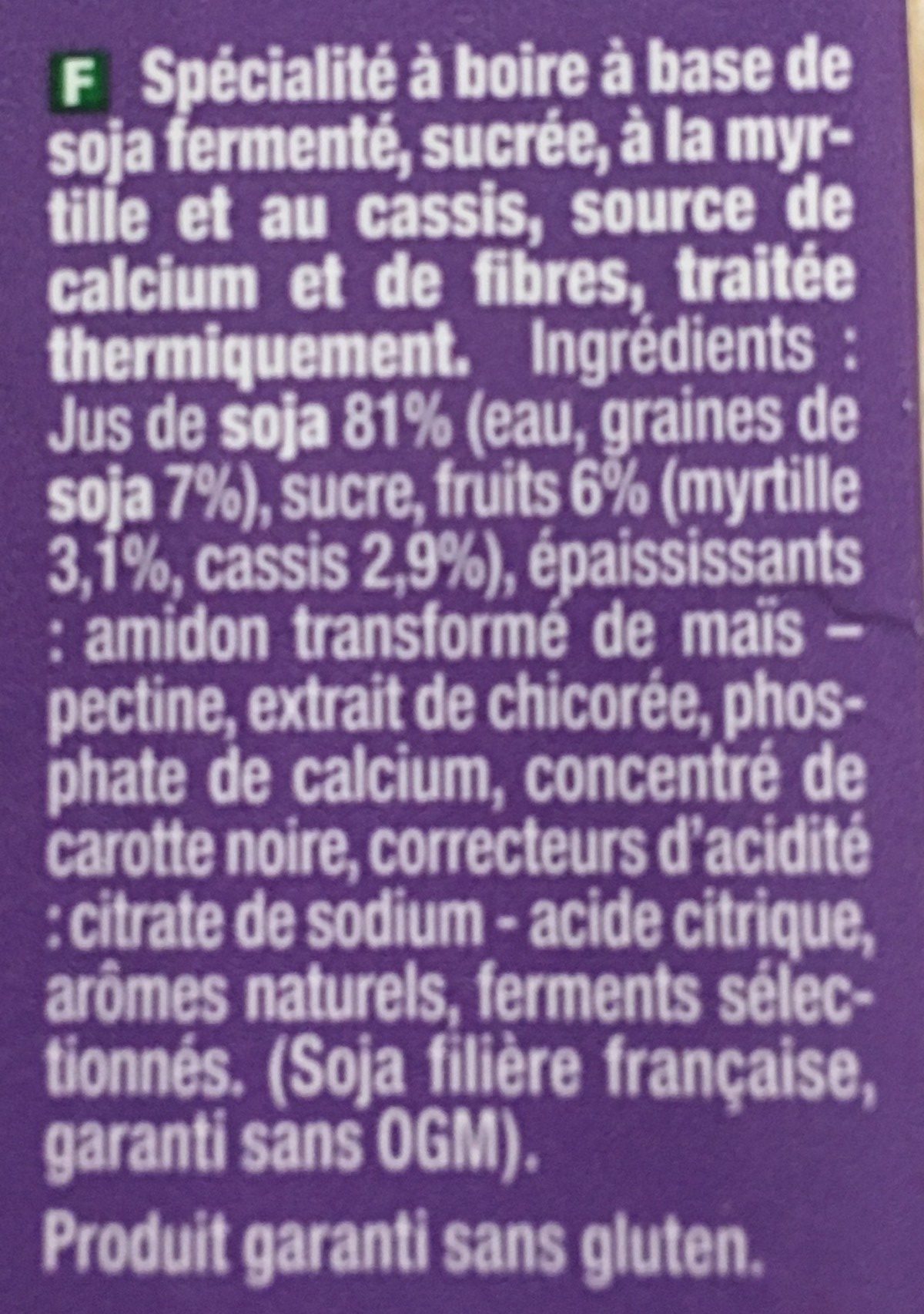 Go Shake Soja & Myrtille Cassis - Ingredients - fr