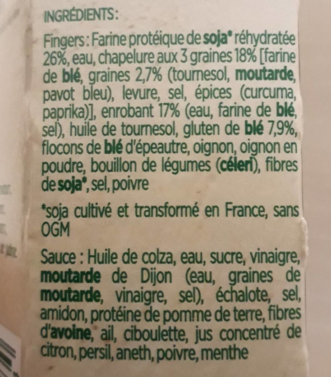 Fingers végétaux aux 3 graines - Ingredients - fr