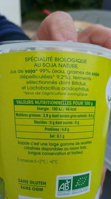 So soja! Nature 0% - Ingredients - fr