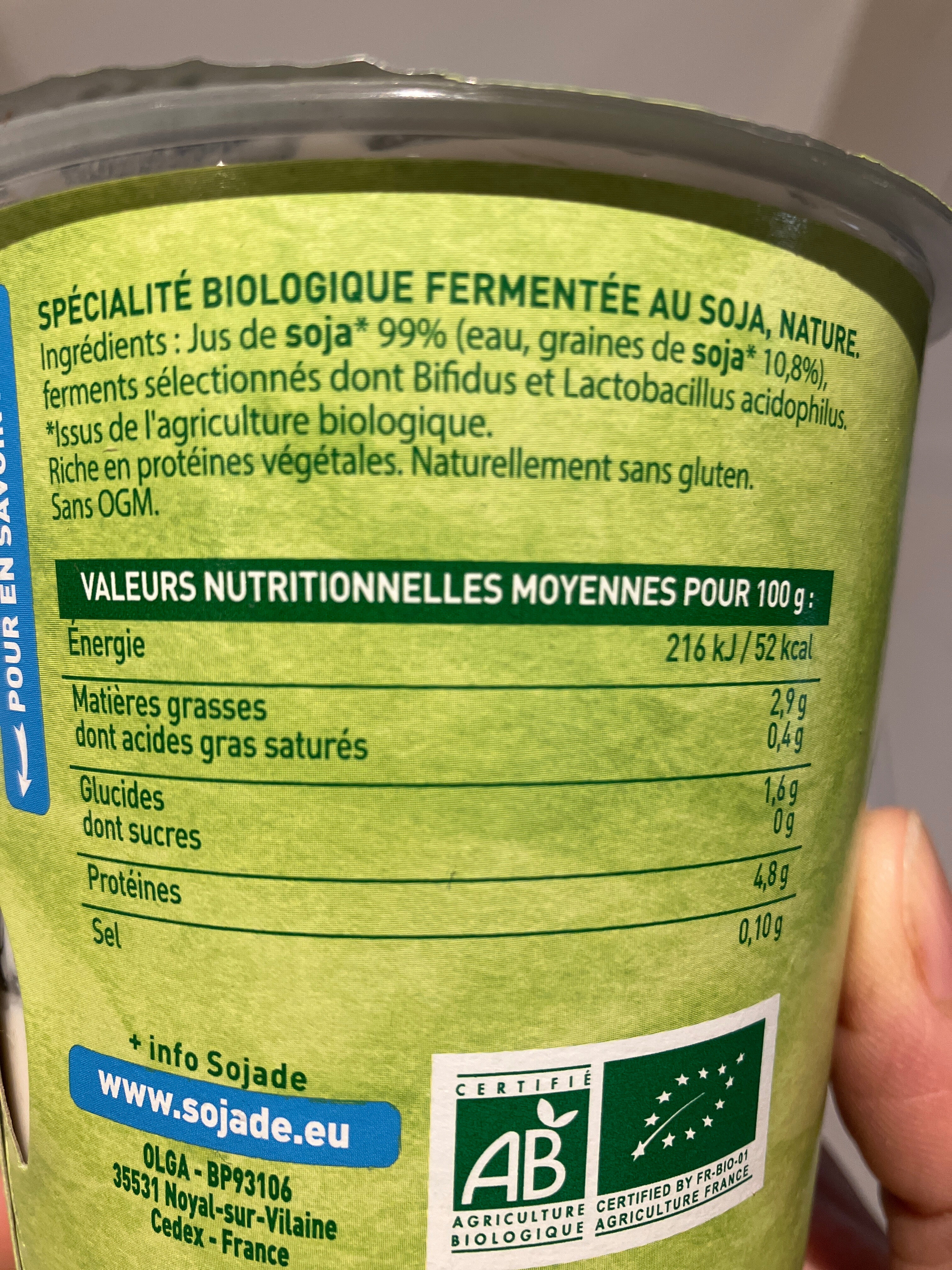 So soja! Nature 0% - Ingredientes - fr