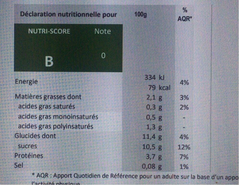 So Soja banane - Nutrition facts - fr
