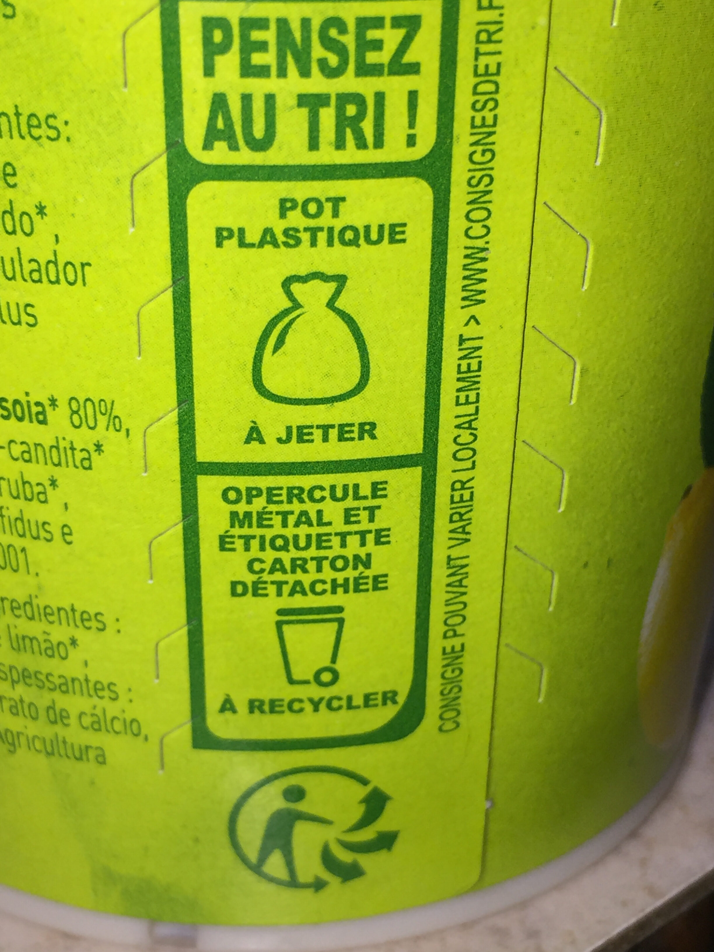 So Soja ! Citron avec Zestes - Recycling instructions and/or packaging information - fr
