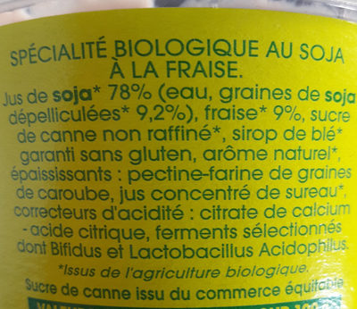 Spécialité au soja, Fraise - Ingredients - fr