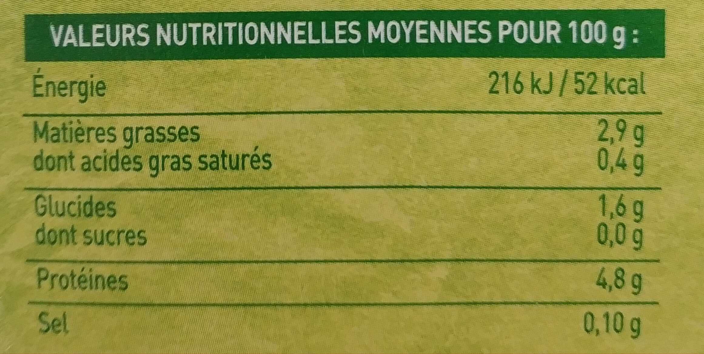 So soja nature - Nutrition facts - fr