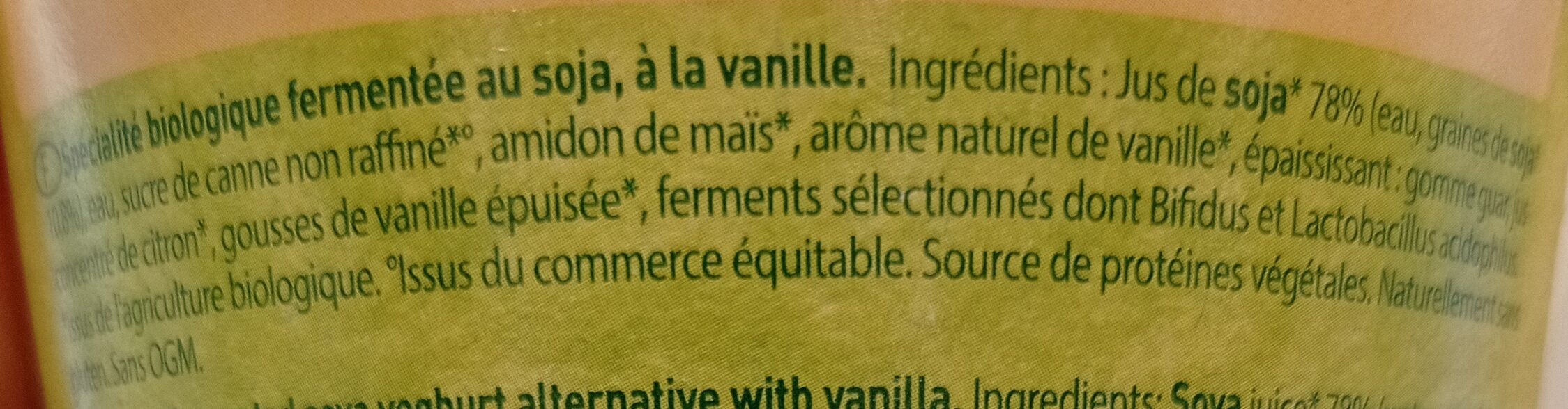 Soja vanille - Ingredienser - fr