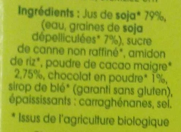 So Soja ! Chocolat - Ingredients - fr