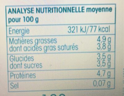 Yaourt bio au lait de chèvre nature - Nutrition facts - fr
