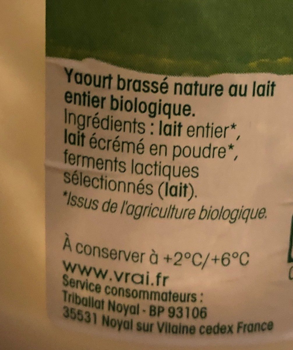 Yaourt Bio brassé nature - Ingredients - fr