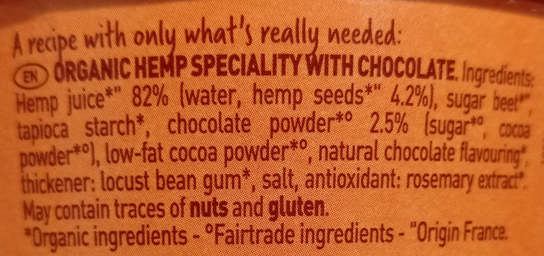 Hemp chocolate - Ingredienti - en