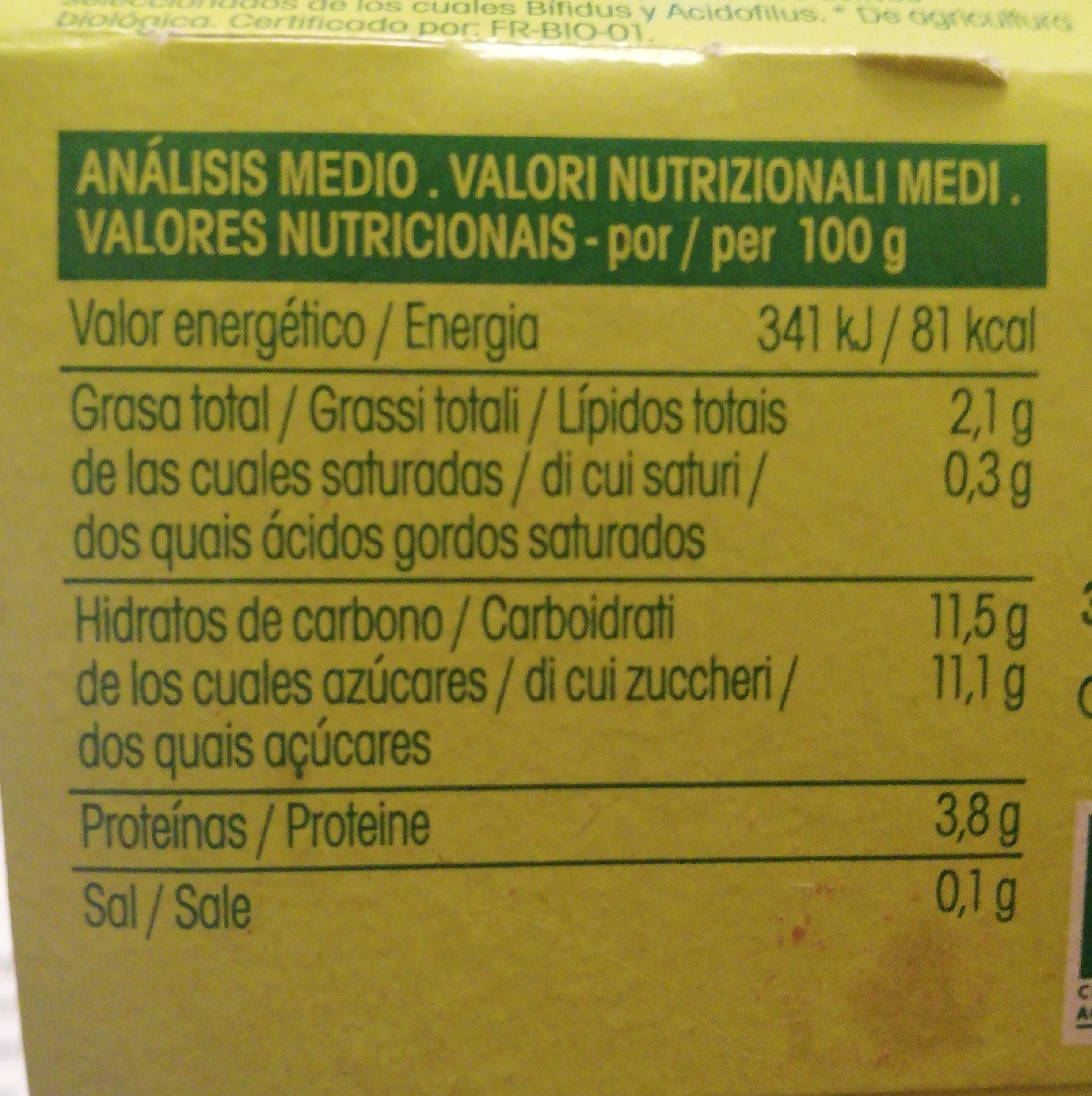 Yogurt Soja Arandanos - Informació nutricional - es