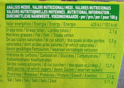 Postre de soja Chocolate - Información nutricional