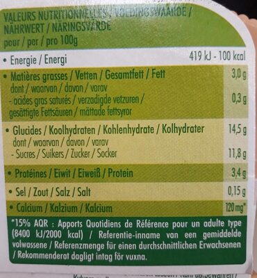 Postre vegetal de soja plaisir praliné sin lactosa - Informació nutricional - es