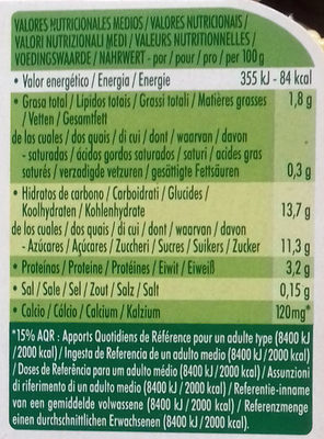 Postre de soja vainilla bourbon - Información nutricional