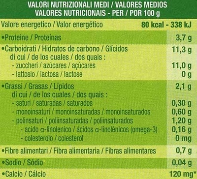 Postre de soja frutas del bosque - Información nutricional