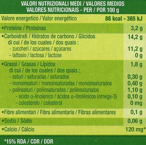 Postre de soja vainilla - Informació nutricional - es