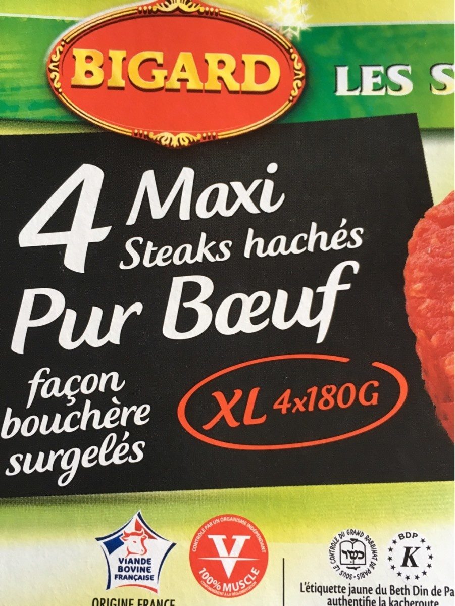 4 maxi steaks haches pur boeuf - Ingredients - fr