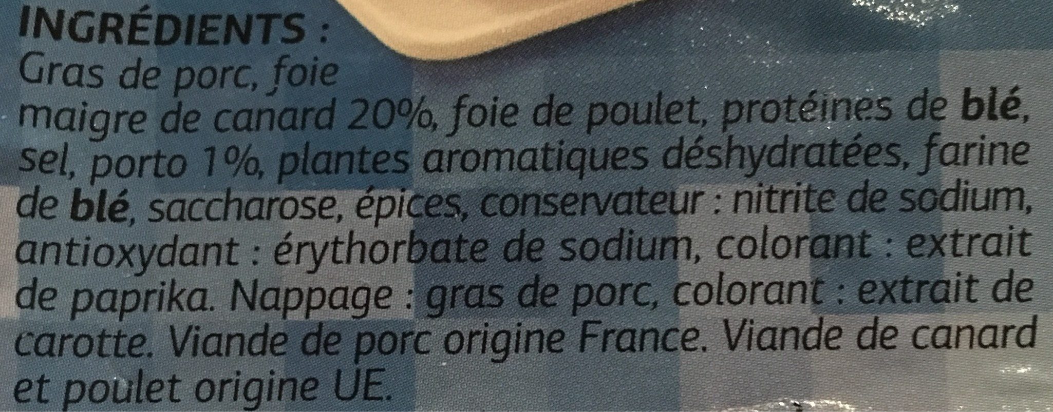 Mousse de canard au porto - qualité supérieure - Ingredienti - fr