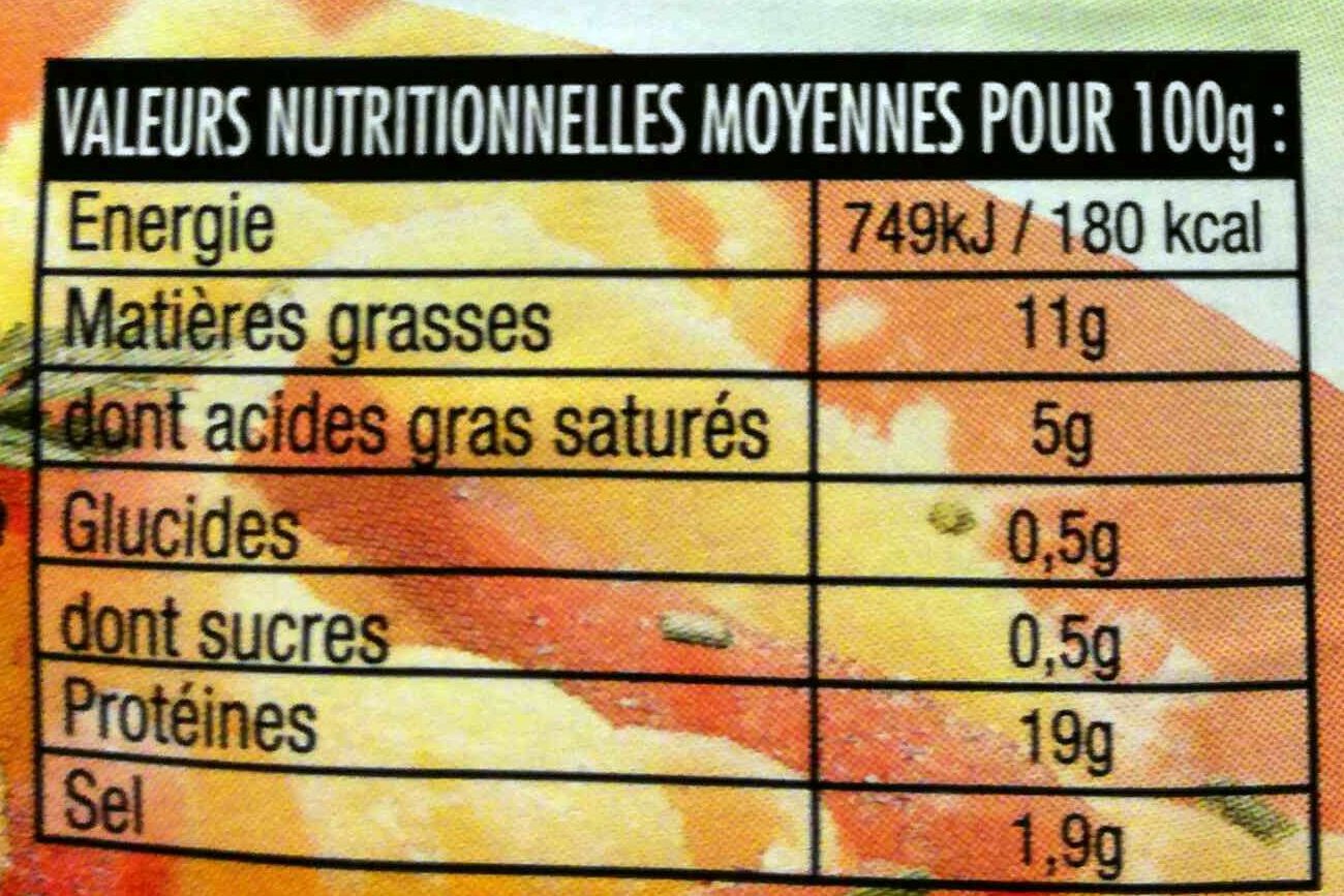 Les Darlons Fumés - Información nutricional - fr