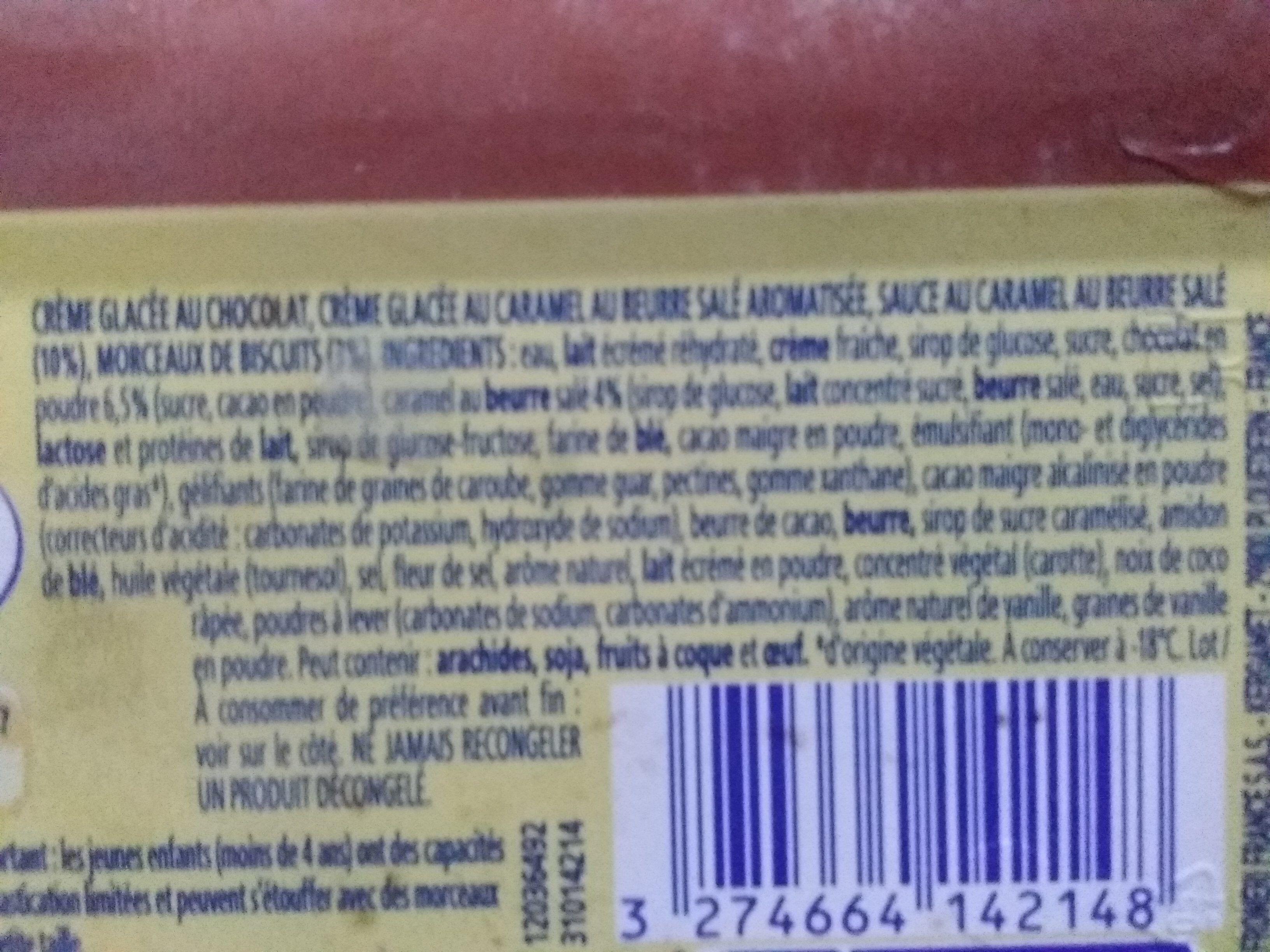 Glace chocolat caramel beurre - Ingredients - fr