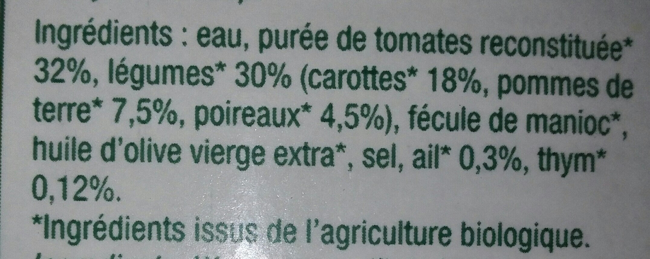 Velouté de tomates de Provence et légumes - Ingredients - fr