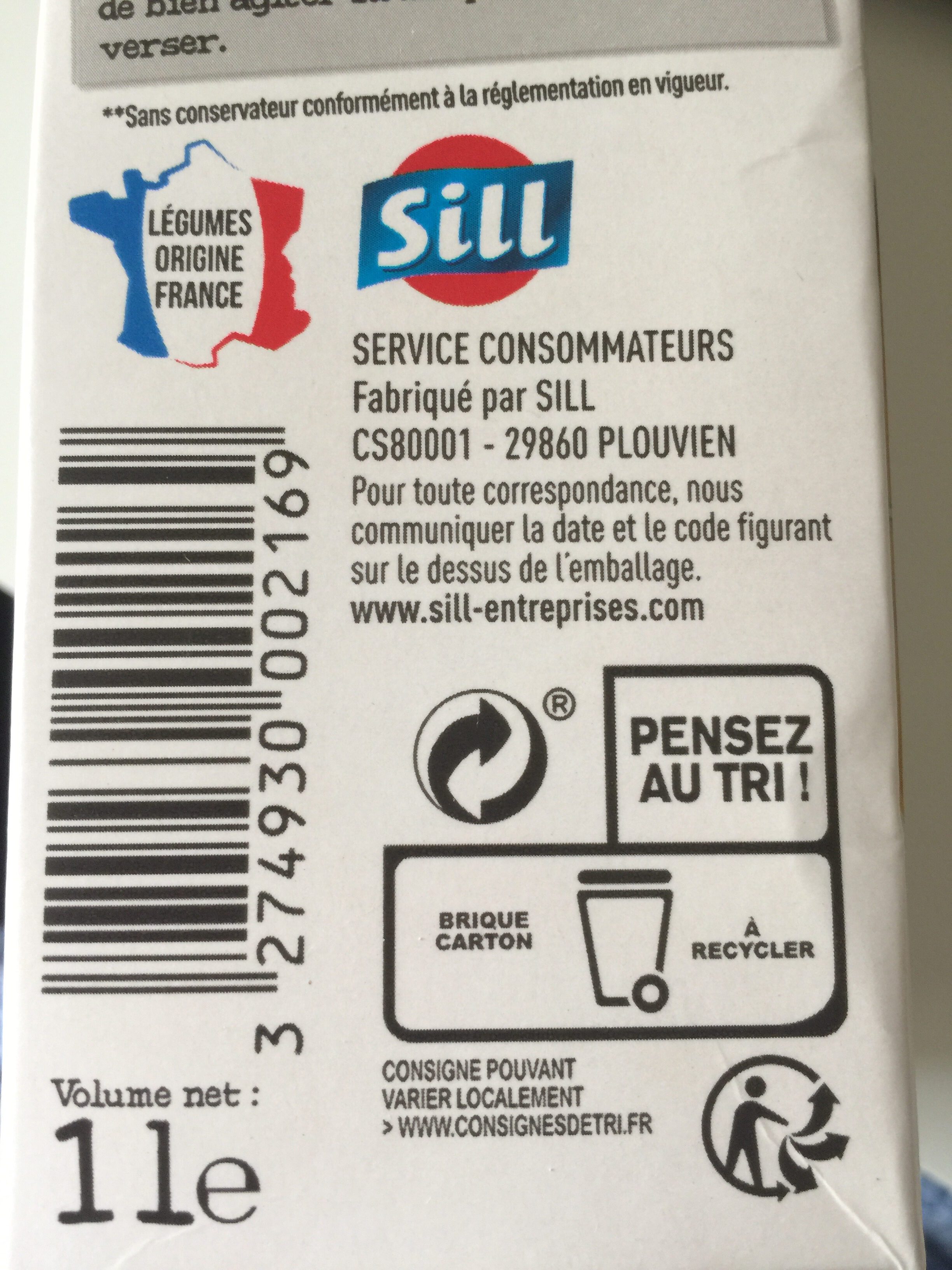 Velouté gourmand duo butternut et potimarron de France - Recycling instructions and/or packaging information - fr
