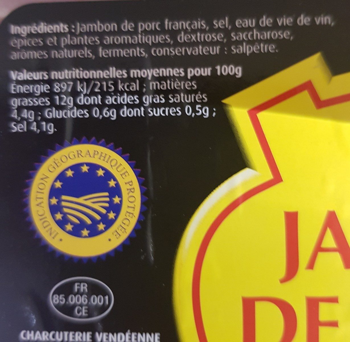 Jambon de Vendee - 成分 - fr