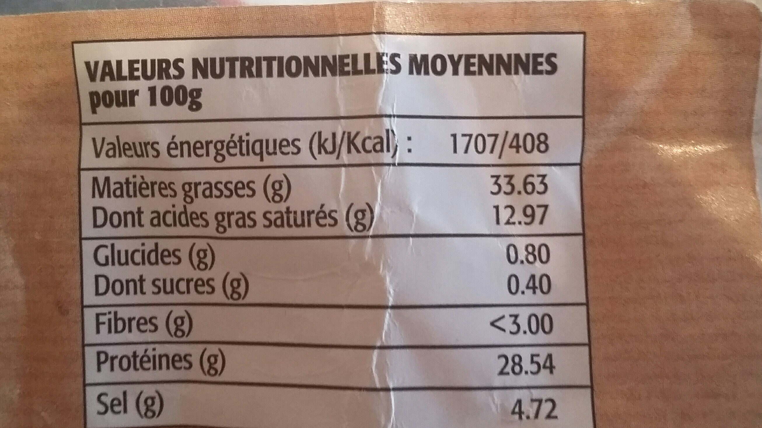 Saucisse Sèche Supérieure Label Rouge Au Pays Des Bastides - Nutrition facts - fr