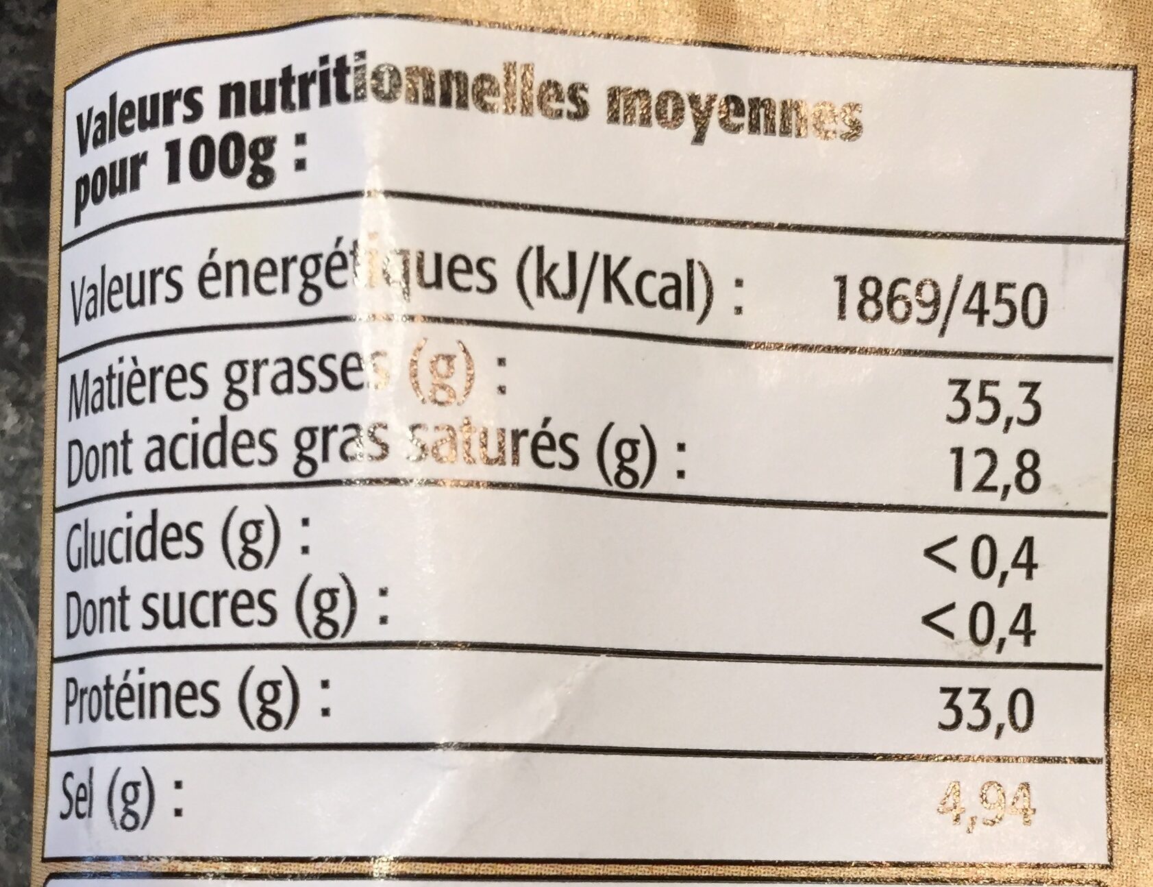 Saucisson sec supérieur à l'ancienne Label Rouge - حقائق غذائية - fr
