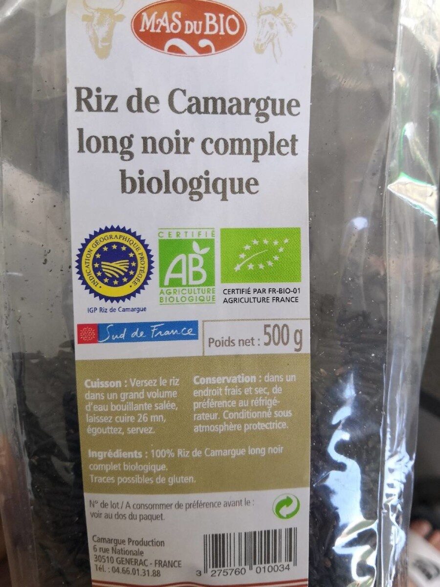 Riz de camargue long noir complet biologique - Product