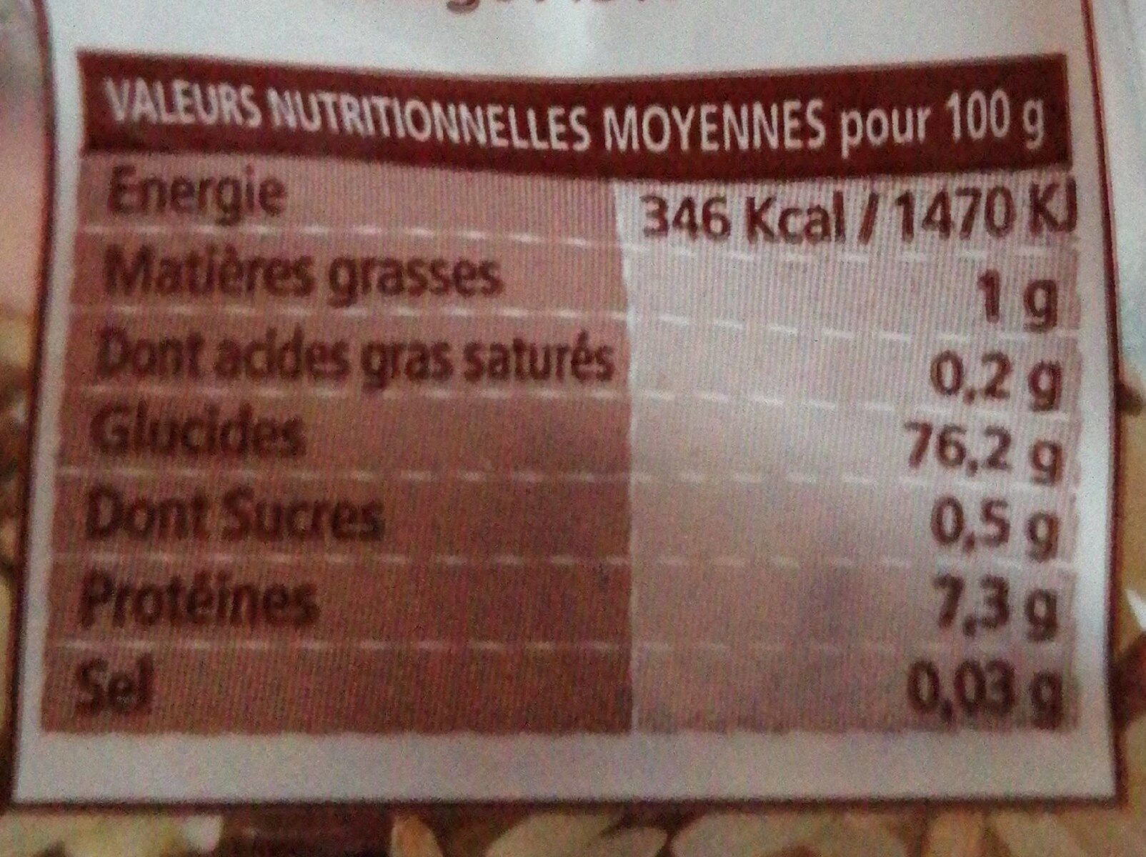 Riz 3 saveurs - Nutrition facts - fr