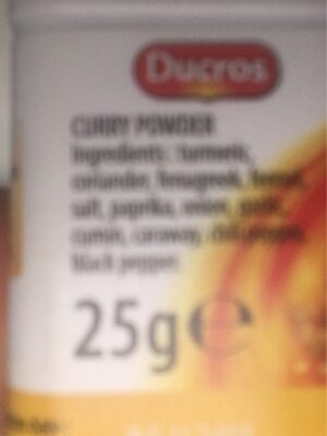 Ducros Curry Powder 25G - Tableau nutritionnel