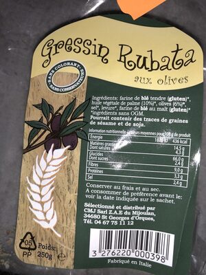 Gressin rubata aux olives - Instruction de recyclage et/ou informations d'emballage