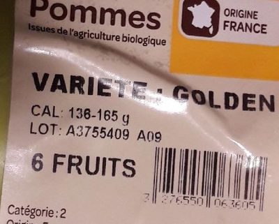 Pommes bio - Ingredients - fr