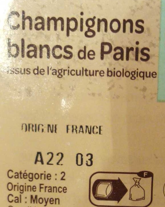 Champignons blancs de Paris - Zutaten - fr
